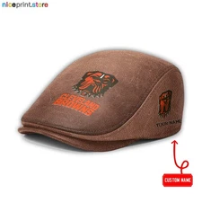 Cleveland Team Browns Jeff Cap NFL Driver Cap NFL Leather Flat Cap for Men