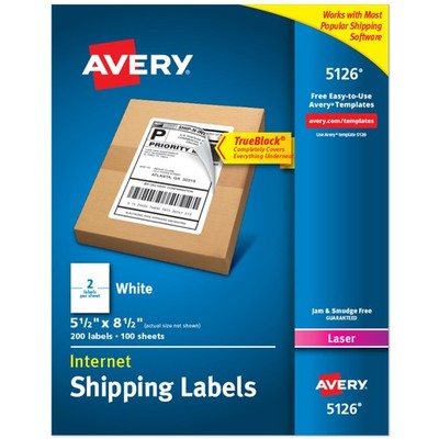 Avery Half-Sheet Printable Shipping Labels, 5.5 x 8.5 Customizable Stickers,