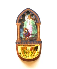 Guardian Angel Lasered Wood Holy Water Font 5" x 2-1/2"