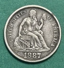 1887 Seated Liberty Silver Dime XF