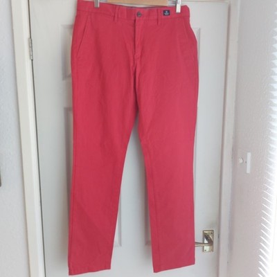 Tommy Hilfiger rote Chino Hose Freizeit Smart Knopfleiste Baumwolle W33 L32 gebraucht