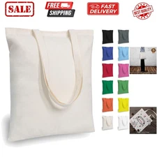 5 | 12 | 24 | 48 | 192 Pack Economical Cotton Tote Bags, Lightweight Medium R...