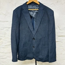 Rodd & Gunn Blazer Men's Large Blue Marlane Wool Blend Basket Weave 2 Button