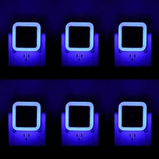 6 Pack Blue LED Night Light Plug in, Dusk to Dawn Sensor Automatic On and Off...
