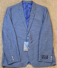 NWT mens blazer Ben Sherman 46R 46 Heather Blue stretch suit jacket sports coat