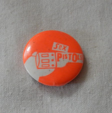 Image of SEX PISTOLS 25mm VINTAGE PIN BADGE 'GUN LOGO' NEW/OLD SHOP STOCK