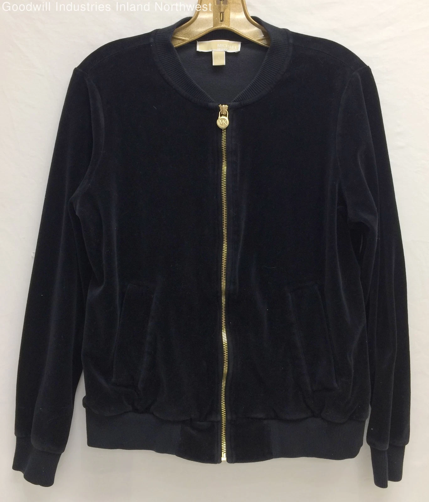 Giacca donna Michael Kors velluto nero e oro full zip taglia large