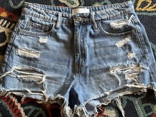 Vervet Denim Jean Shorts Size M Distresses Cut-Off Raw Hem UEC Distressed Blue