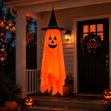 Halloween Decorations Ghost Hanging Ornaments: 39.4 Inch Foldable Cloth Witch Ha
