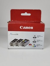 Canon ChromaLife 100 35 Blac 35 Black 36 Color Ink Cartridges NEW 3 Pack