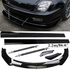 Front Bumper Lip Spoiler Body Kit Rear Lip Glossy Black For Honda Prelude