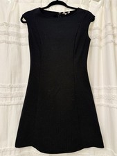 Polka Dot Black and White Cap-Sleeve A-Line Dress Gap Size 0