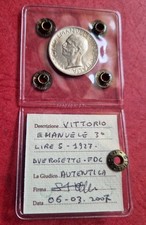 5 Lire 1927 Aquilino 2 rosette Periziato FDC - Vittorio Emanuele III 1901 - 1943