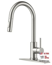 Kitchen Sink Faucet with Pull Down Sprayer, Brushed Stainless Steel Classic