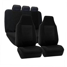 Car Seat Covers Full Set Cloth - Universal Fit, Automotive Seat Covers, Black