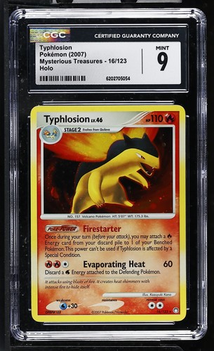 CGC 9 MINT Typhlosion 16/123 Mysterious Treasures Holo Swirl Pokemon Card