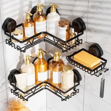 Corner Shower Caddy Suction Cup, Corner Shower Shelves with Soap Holder, No D...