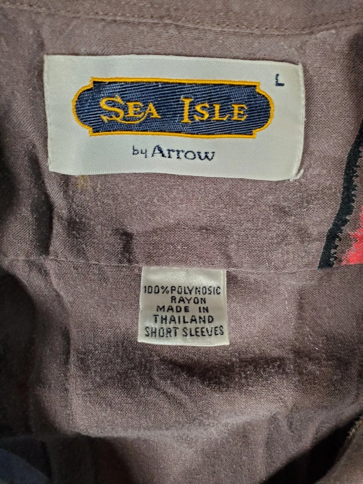 Винтажная рубашка Sea Isle By Arrow размер большой абстрактный воротник-петля из вискозы 80-е 90-е - Изображение 4 из 4