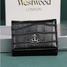 Vivienne Westwood Tri-fold wallet Embossed leather orb Black outlet New