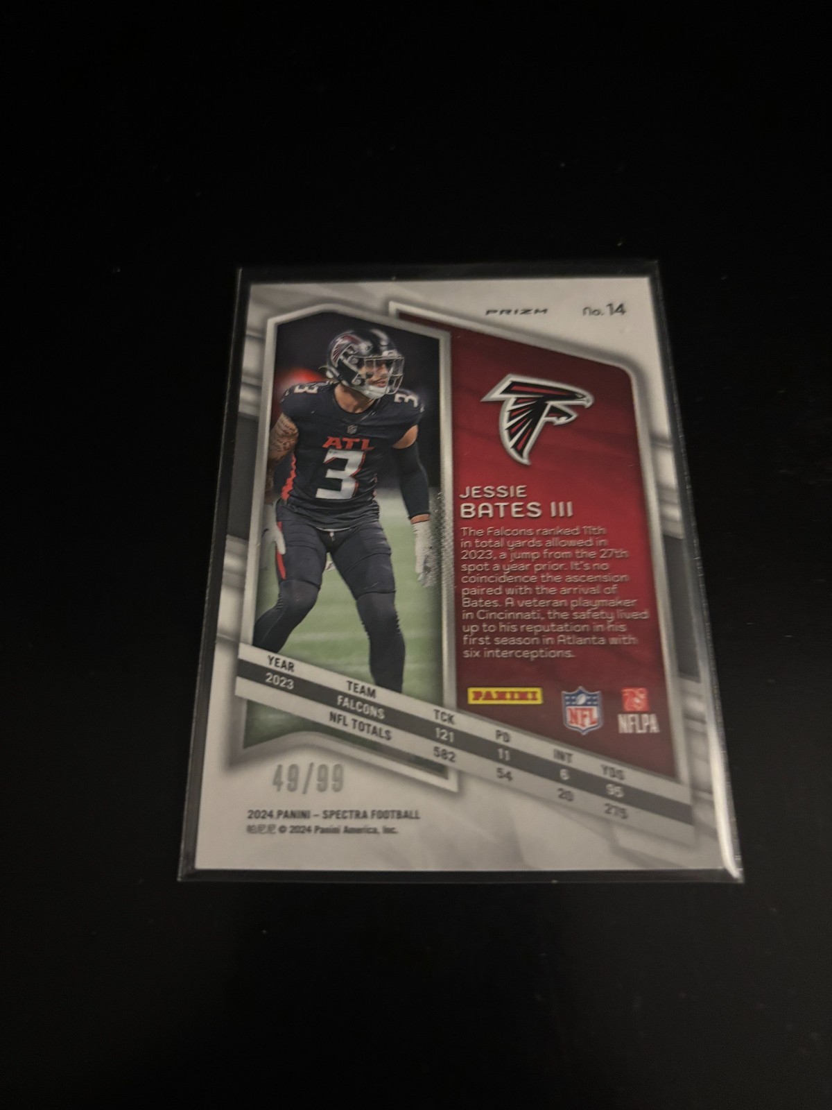Jessie Bates III 2024 Panini Spectra Pulsar Prizm 99 Falcons 14