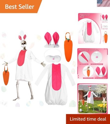 Festive 12 ft Skeleton Rabbit Ensemble - Complete with Ears, Nose & Basket