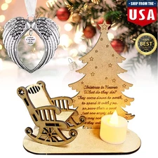 Christmas Memorial Ornament in Heaven Poem Tree Rocking Chair Candle Loved Ones