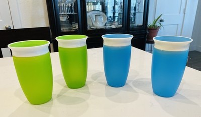 Munchkin Miracle 360 10oz Toddler Sippy Cup Green Blue Lot Of 4