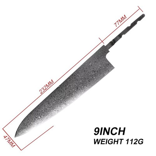 VG10 Damascus Steel Chef Knife Blank Blade DIY Home Hobby Kitchen Tools Material - 第 25/25 張圖片