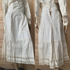 Antique Cotton Embroidered Floral Eyelet Summer Skirt