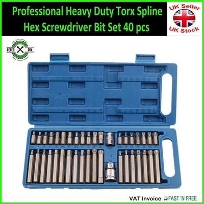 Profi Schwerlast Torx Spline Sechskant Schraubendreher Bit Set 40-teilig
