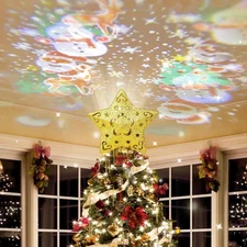 Christmas-Tree-Topper Lighted with Projected Patterns, Christmas-Star-Tree Toppe