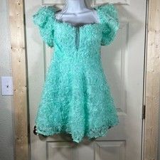 Elegant Mint Green Floral Mini Dress