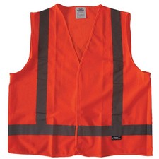 CONDOR 491R81 Safety Vest,Orange/Red,X-L,Hook-and-Loop 491R81
