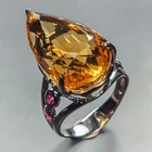 Gemstone 32 ct Natural Citrine Quartz Ring 925 Sterling Silver Size 8 /R449943