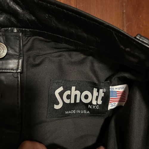 Men's Wear Schott Leather pants black Schott made in USA waist 32 inches - Picture 9 of 12