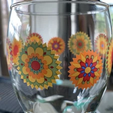 Greenbrier International Boho Groovy Drinking Goblets Glasses 16.25 oz Set of 2