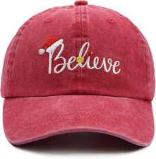 Christmas Hat, Adjustable Embroidered Washed Merry Christmas Baseball Cap for Me