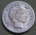 1911 D United States Silver Barber Dime Choice Details Collectors Gem Lot 293