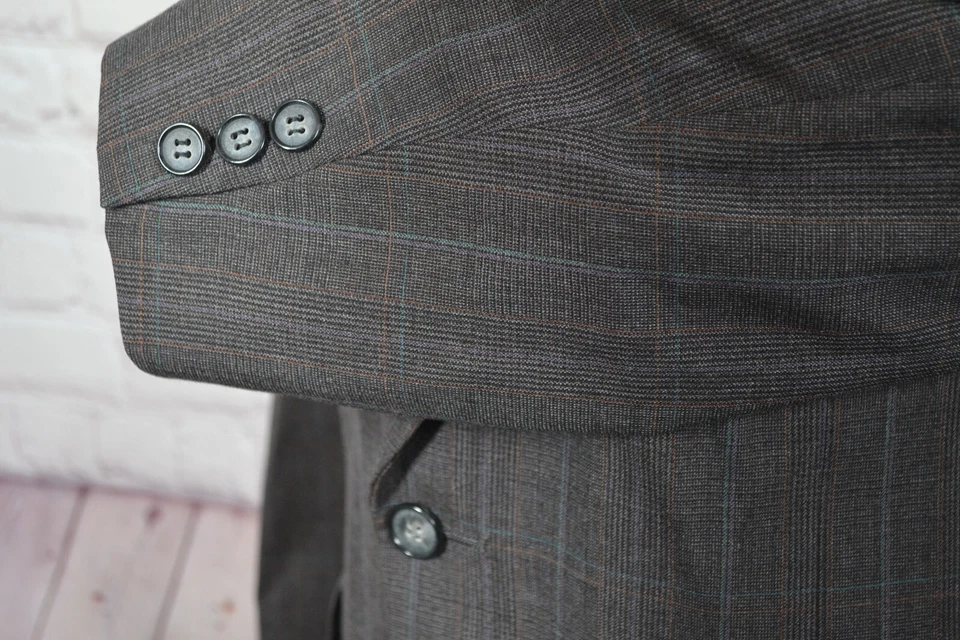 Traje De Colección Kuppeheimer Para Hombres Marrón Lana A Cuadros Frente Plano 39R Chaqueta 34W Pantalón Foto 4 de 4