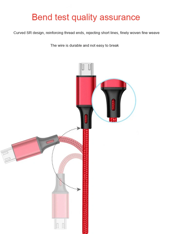 Fast Charge Micro USB Data Sync Cable Charger Cord for Samsung S5 S6 S7 Edge A10 - image 4 of 4
