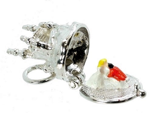 STERLINGSILBER ERÖFFNUNG EMAILLIERT CINDERELLA'S SCHLOSS AUF DEM HÜGEL CHARM - Bild 1 von 7