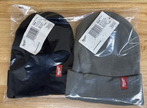(2) Milwaukee Cuffed Acrylic Beanie Hats/Caps-Men’s Gray (506G)/Black(506B)-DN52 - Picture 5 of 5