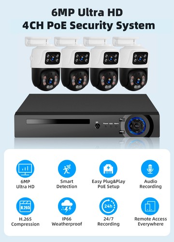 6MP POE Security Camera System, 4PCS PTZ Outdoor Home Security Cameras 8CH NVR - Picture 3 of 17