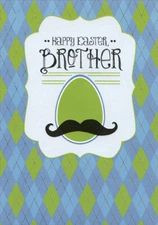 Mustache on Green Egg: Brother - Designer Greetings Easter Card