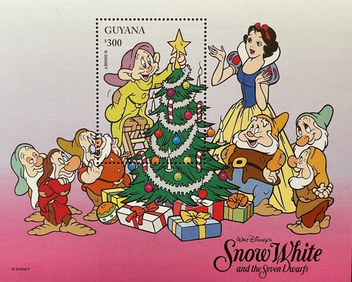 GUYANA SNOW WHITE & THE SEVEN DWARFS DISNEY STAMPS CHRISTMAS 2 SS SET MNH 1996 - Picture 3 of 3