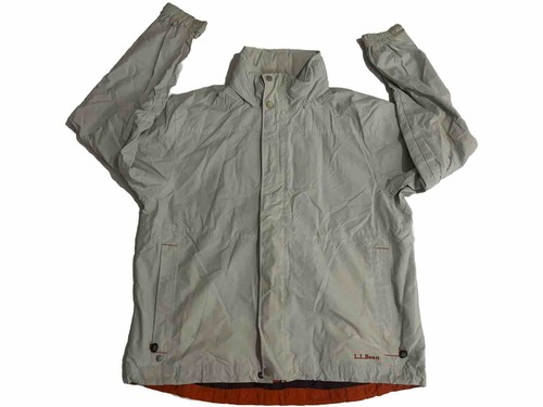 L.L.Bean, LL Bean Vintage Windbreaker Jacket Mens Size Medium Gray And Orange HTF Coat VTG