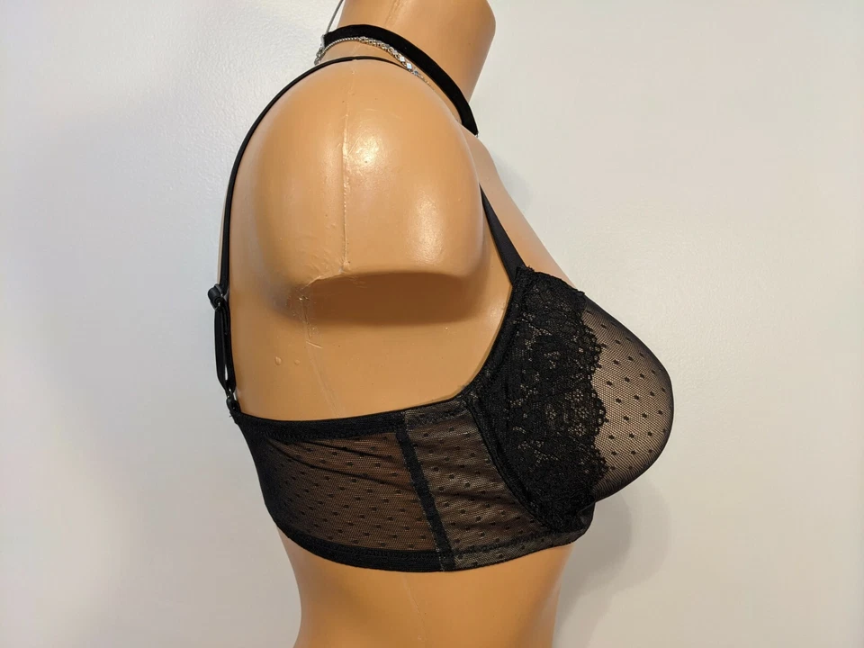 So Intimates Lace Trimmed T-Shirt Bra, CAN10352, Black / Nude, 34B - Image 3 of 4