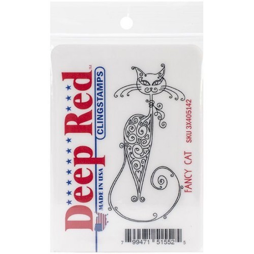 Deep Red Stamps Fancy Cat Rubber Cling Stamp - Picture 3 of 3