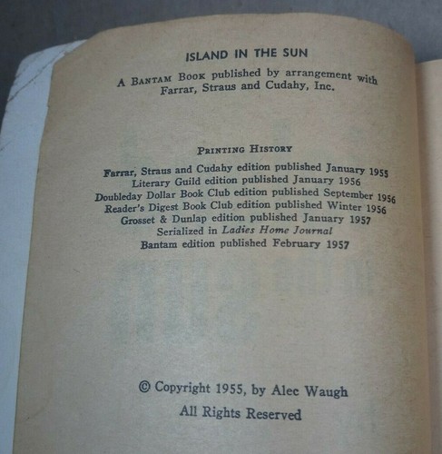1957 Island in the Sun Alec Waugh Bantam Vintage PB Caribbean Lustful Erotica - Picture 6 of 7