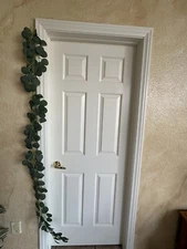 Eucalyptus Faux Garland, 6’ Fake Vine Greenery Leaves. Packaged, sealed.